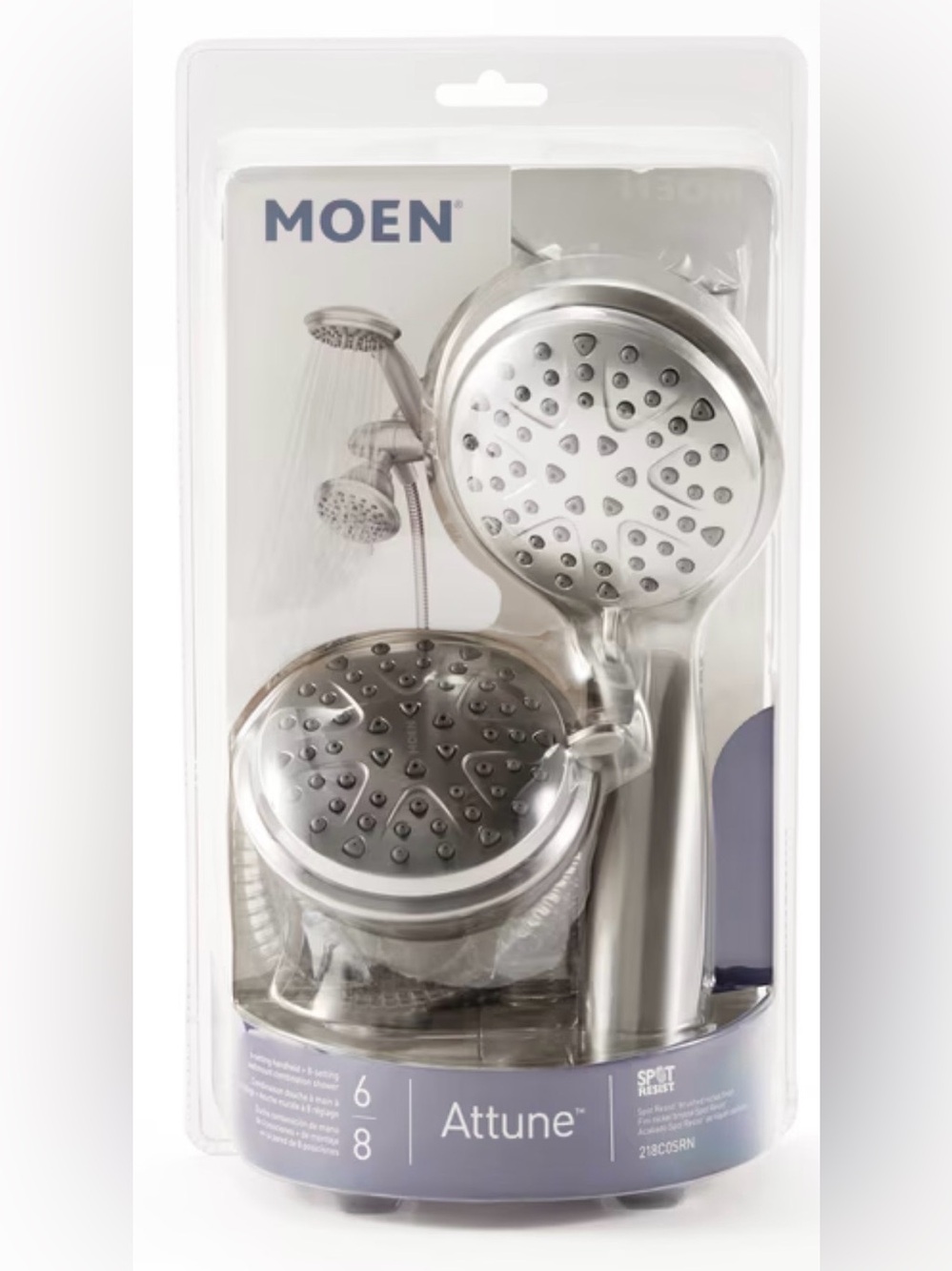 NEW MOEN Attune 8-Spray Dual Wall Mount Fixed Handheld Shower Head Brushed Nicke